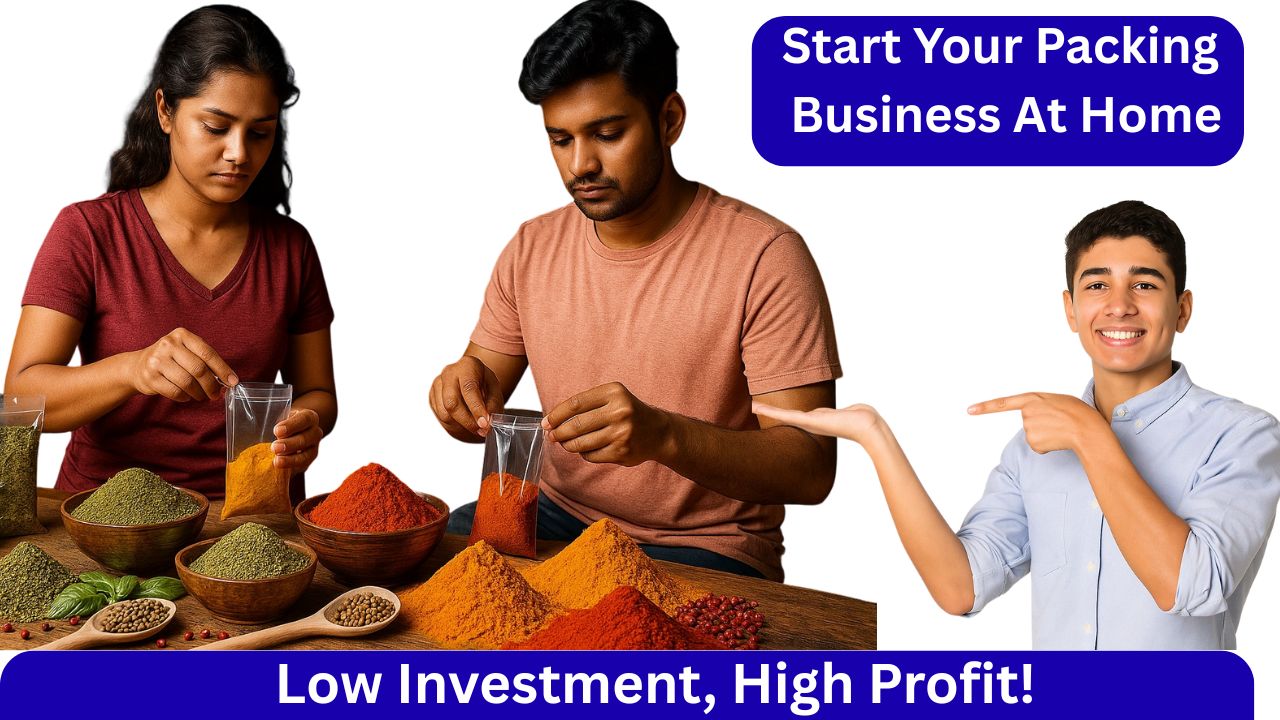 Home-based packing business setup showing low investment and easy steps